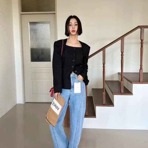 살롱드매그 8051 절개 와이드 데님 팬츠 s