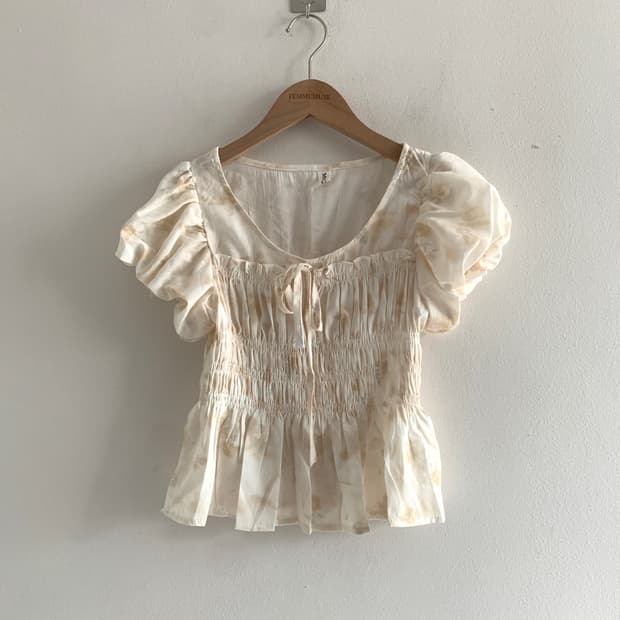 Floret shirring blouse top(yellow)