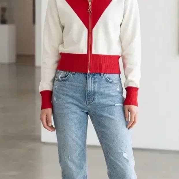 Sandro 산드로 투톤 집업 자켓 가디건 ~55