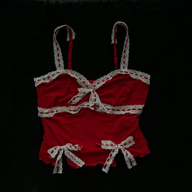 red RIBON TANK TOP