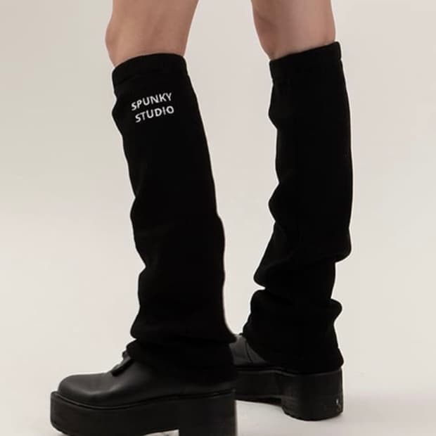 니트 레그워머 블랙