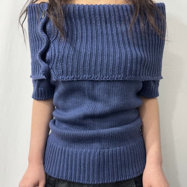 Theory off shoulder knit top