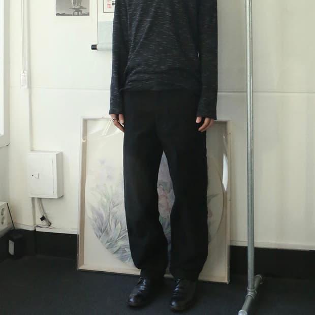 꼼데 가르송 옴므 플러스 블랙 코튼 팬츠