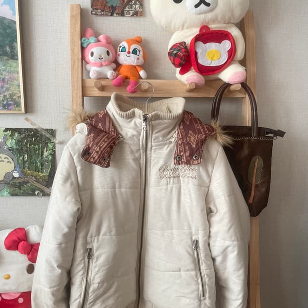 모리걸 빈티지 에스닉 후드 퍼 패딩 ❄️🧡♥️🤍