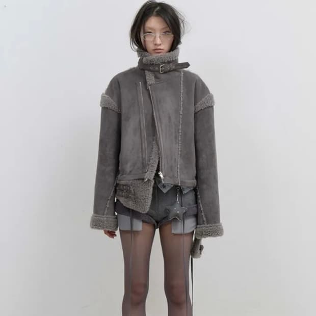 (새상품)Detachable 퍼 시어링 자켓 차코랄