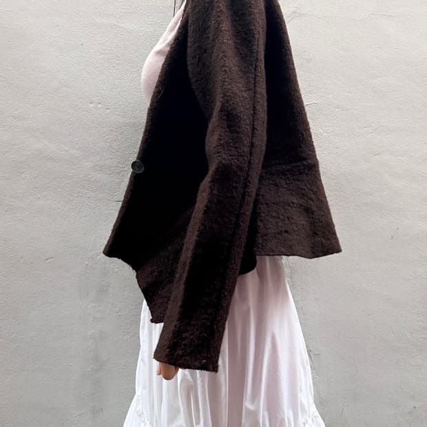 Warm 2 layered cardigan / brown