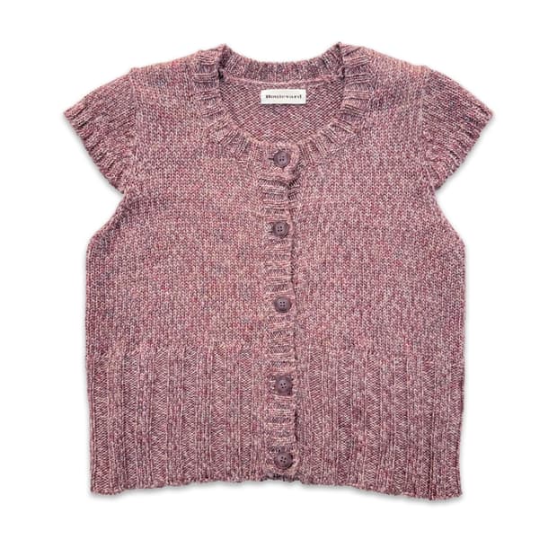 빈티지 핑크 캡소매 모리 반팔 니트