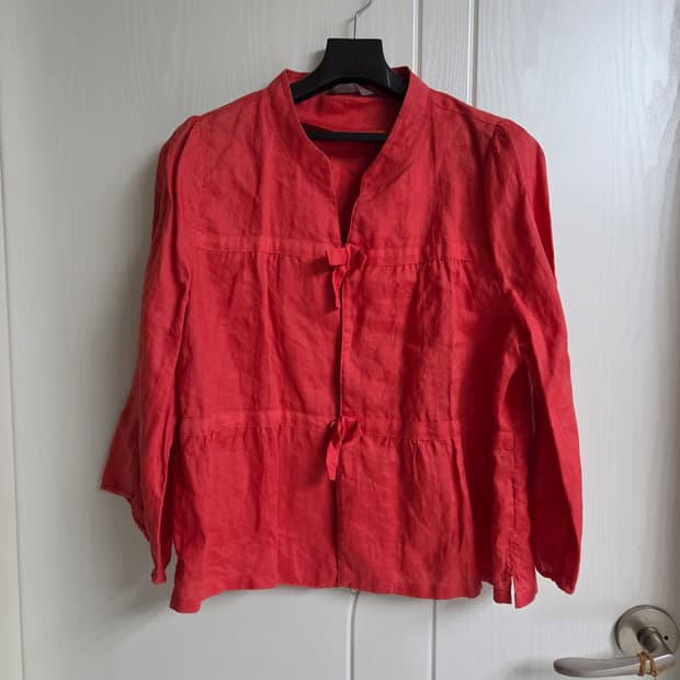 돌실나이 레드 리넨100 블라우스 