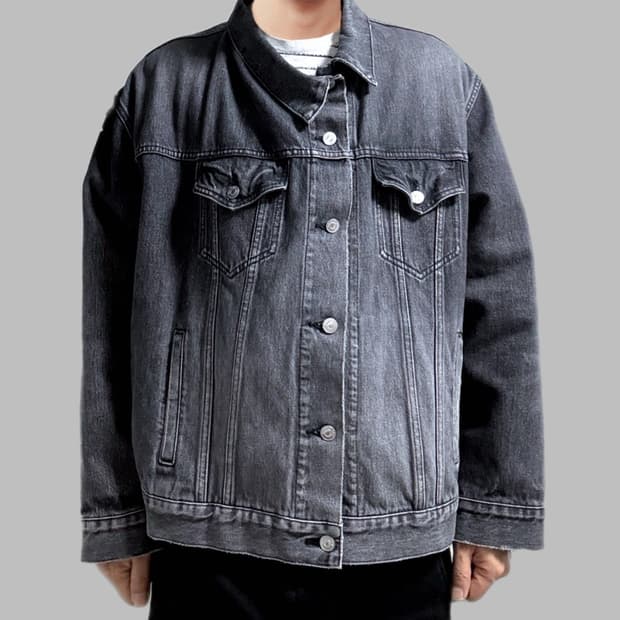 발렌시아가 재팬발매 그레이 비대칭 풀드 데님 재킷