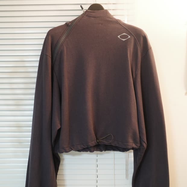 미스치프 크롭 사이드 집업 후드 (퍼플)