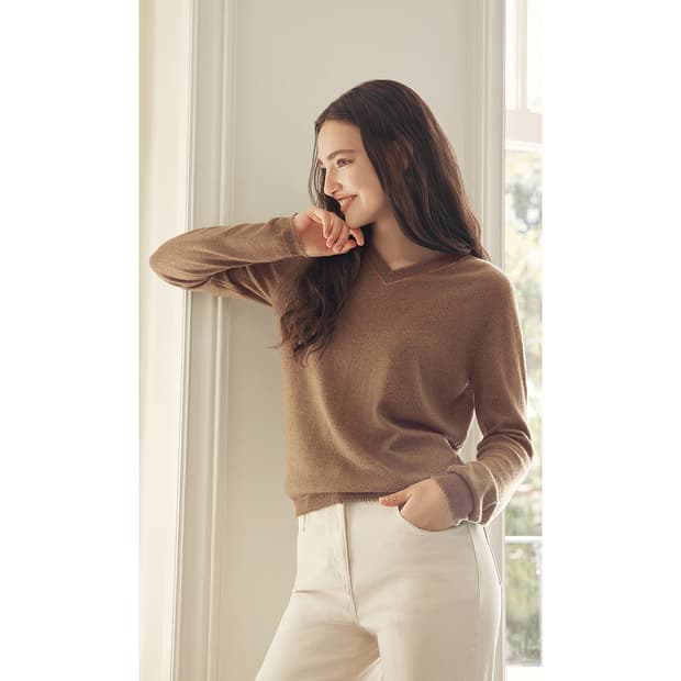 릴리오 by 오일릴리 25 캐시미어 브이넥 니트 (BROWN)