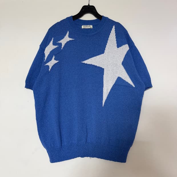 새상품 남자 별 반팔 니트 (블루)