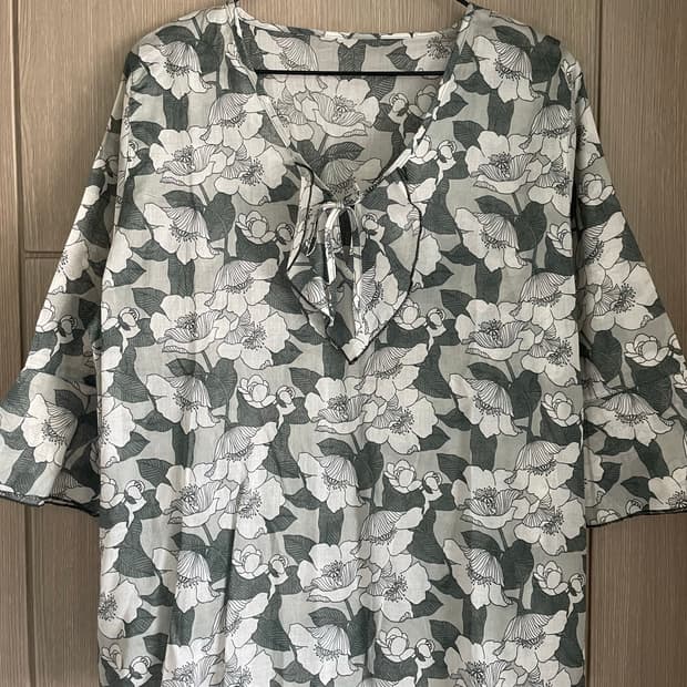 숲모리 하구미 나무잎 패턴 그린 칠부