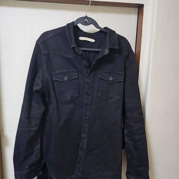 오프화이트 블랙 데님 자켓L
