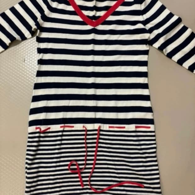 스트라이프배색원피스