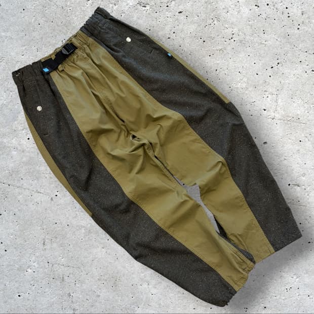 [L] 예스아이씨 배색 울 카키 와이드 팬츠 바지 D861