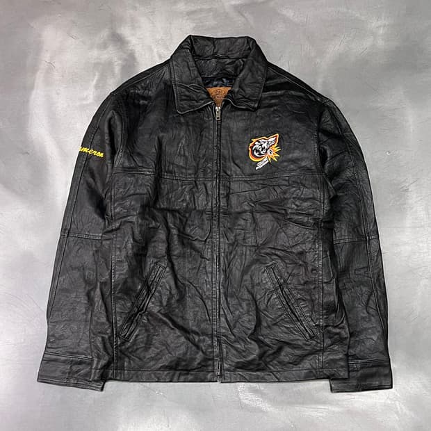  빈티지 패치 자수 레더 자켓 y14991