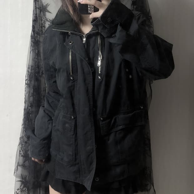 펑크 y2k 하이넥 포인트 자켓 