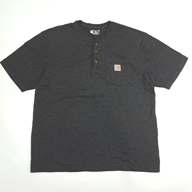 Co626 L 칼하트 차콜그레이 헨리넥 포켓 반팔 티셔츠