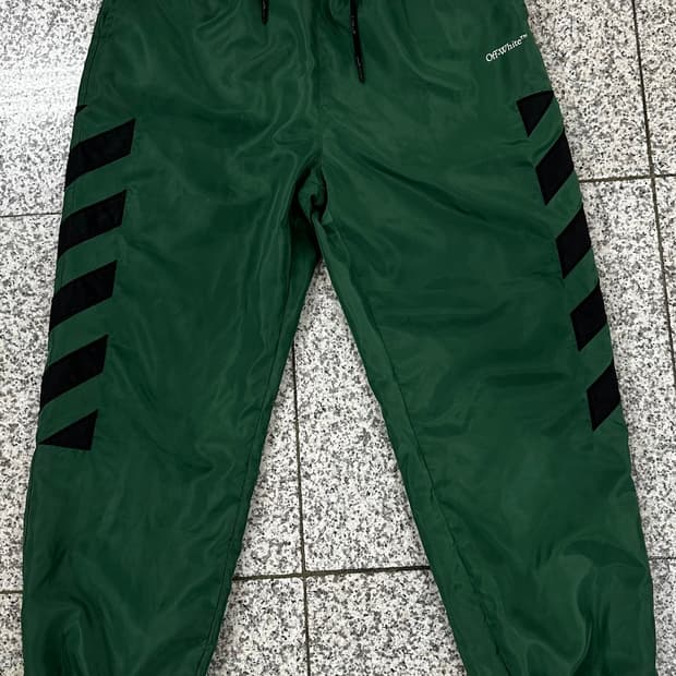 오프화이트 그린 트랙 팬츠