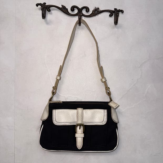SISLEY black&white buckled shoulder bag