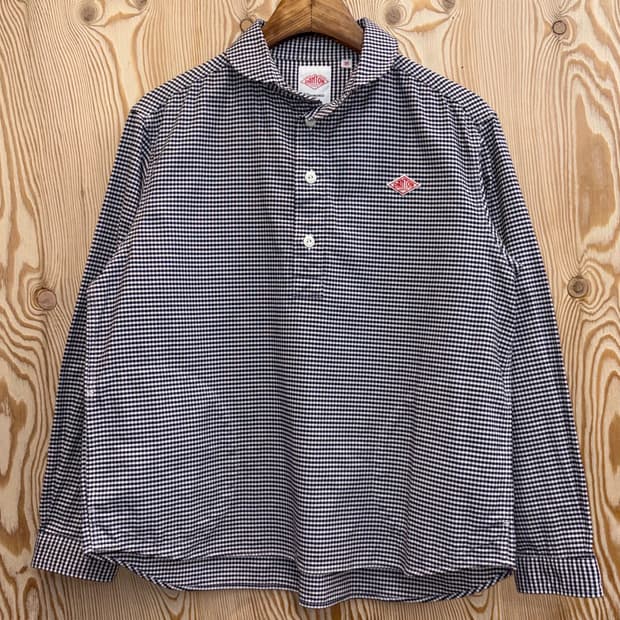 단톤 라운드 카라 체크 셔츠