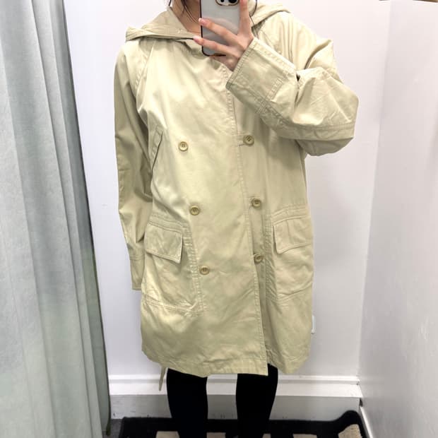 엔리코 코베리 베이지 후드 더블 코트