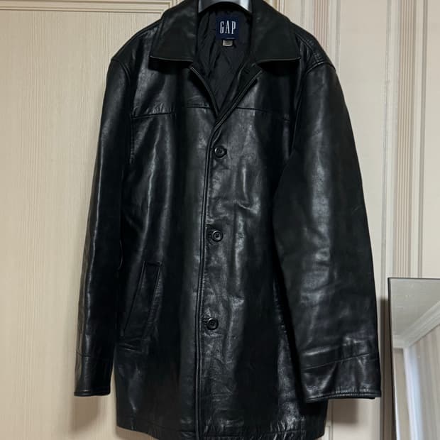 M 올드갭 레더 카코트 블랙