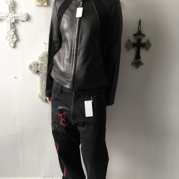 Line detail lamb leather jacket