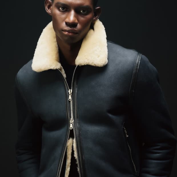 쉐입부티크 레더 시어링 봄버 자켓