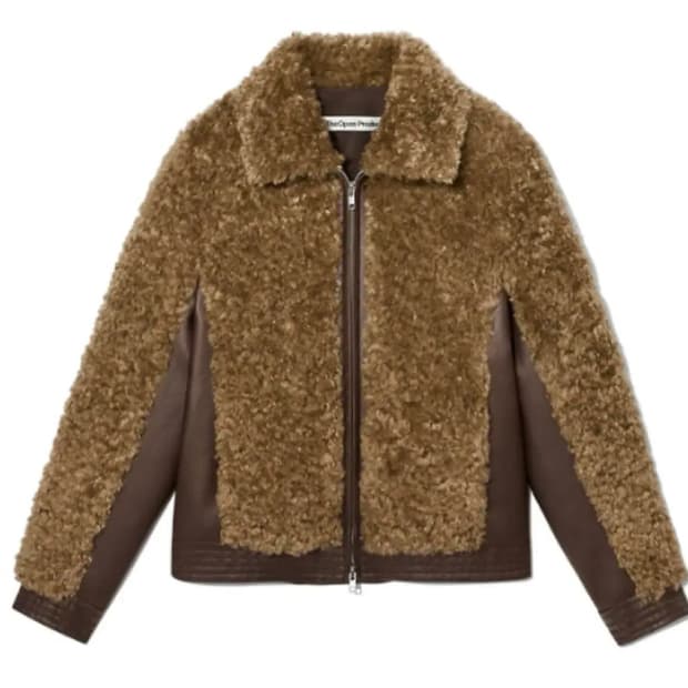 OPENYY 오픈와이와이 컬링 시어링 바이커 자켓 브라운/ 한소희 착용