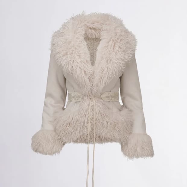 스컬프터 퍼 로브 자켓 Beaded Faux Fur Robe