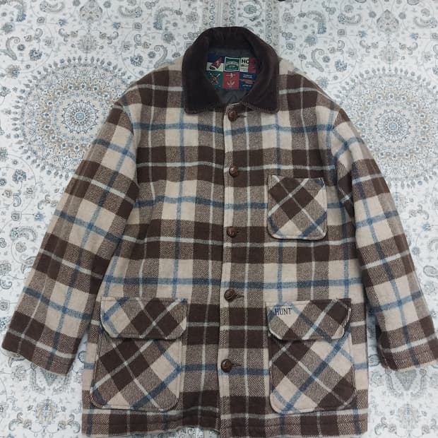 8-90년대 HUNT 울 체크 헌팅 자켓  100