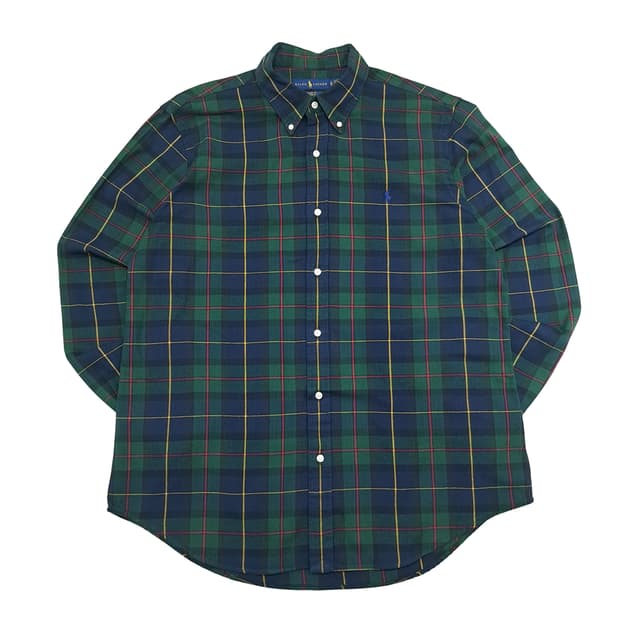 CN883 XL 폴로 랄프로렌 클래식 블랙워치 타탄체크 플란넬 셔츠 남방