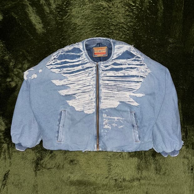 [XL] 디젤 디스트로이드 헤비웨이트 데님 봄버 자켓 라이트 인디고
