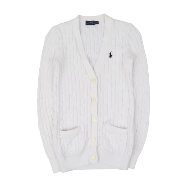 폴로 랄프로렌 화이트 케이블 니트 가디건