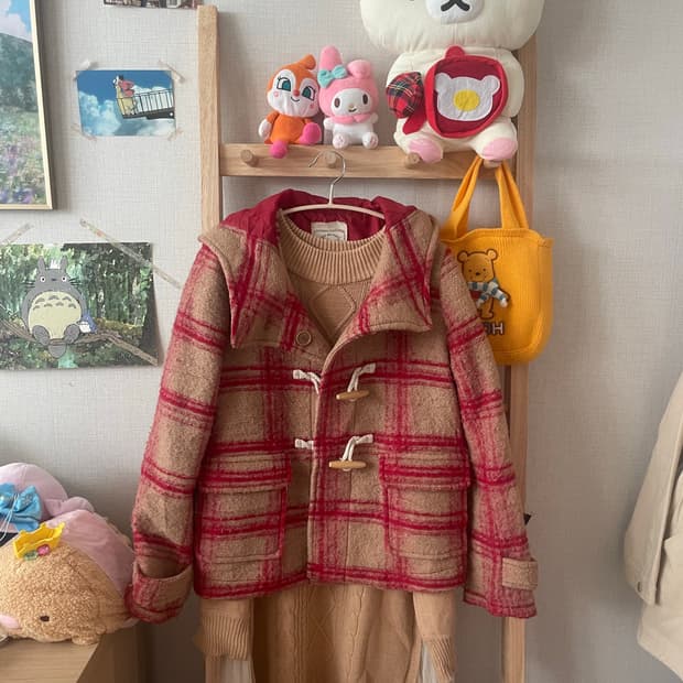 모리걸 빈티지 레드 체크 떡코 원피스 set