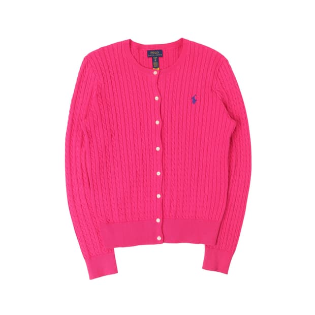 폴로 랄프로렌 핑크 케이블 니트 가디건