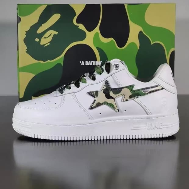 베이프 ABC 카모 베이프 스타 로우 스니커즈 그린