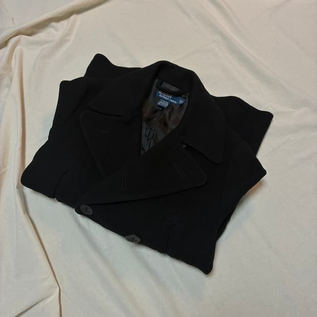 남여공용 폴로 블랙 피코트 더블 코트 S