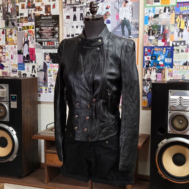 빈티지 나폴레옹 무드 더블버튼 양가죽 자켓