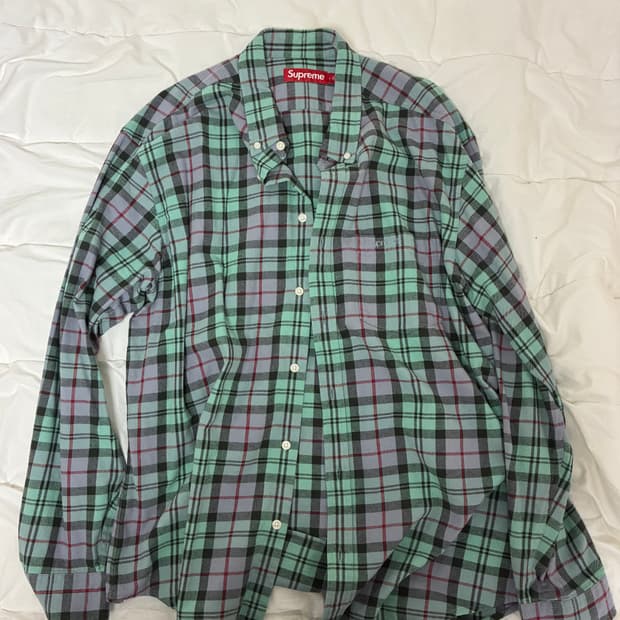 슈프림 플레이드 플란넬 셔츠 블루 - 24FW