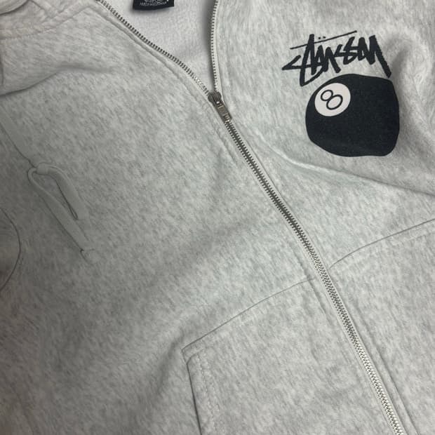 스투시 8볼 후드집업 애쉬 헤더 M