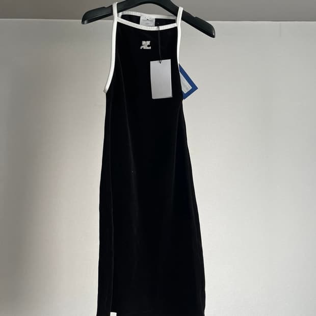 꾸레쥬 콘트라스트 벨벳원피스 0 새상품 courreges velour