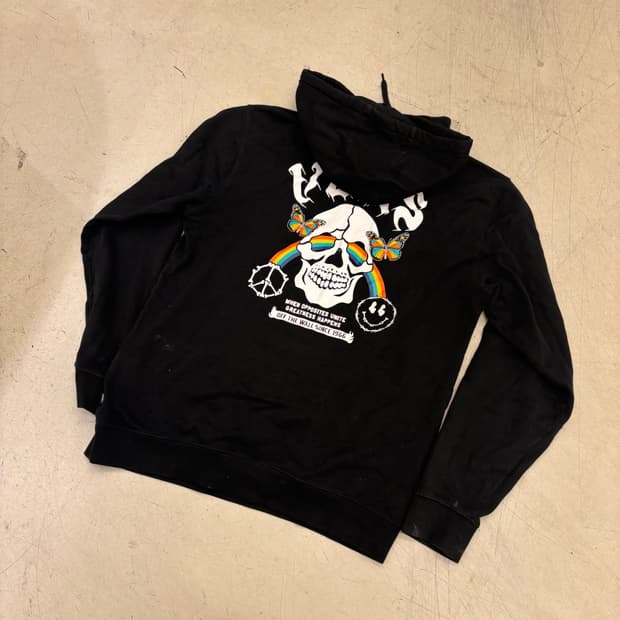 반스 스컬 빅로고 후드티