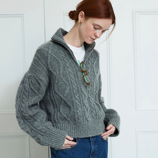 듀이듀이(DEW E DEW E) 케이블 집업 울니트 프리사이즈 새상품