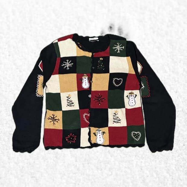 VINTAGE CHRISTOPHER BANKS 크리스마스 핸드니트가디건
