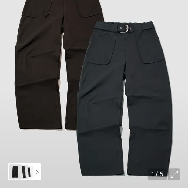 플레이스스튜디오 소프트 이지 벨티드 포켓 와이드 코튼 팬츠 차콜