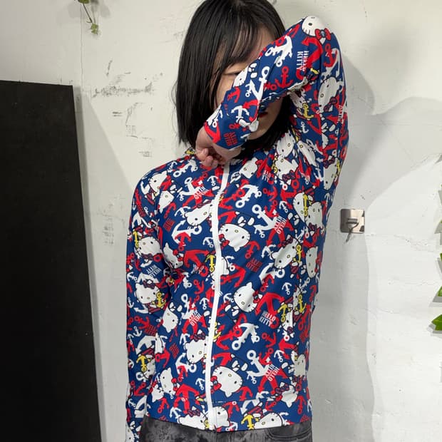 헬로키티 패턴 캐릭터 져지 후드 집업 S-M