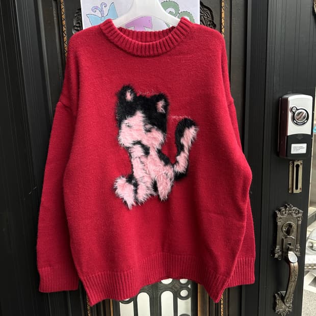 고양이 모헤어 니트